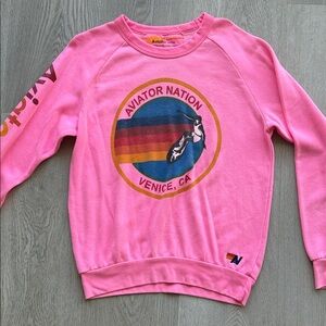 Aviator Nation Pink Rainbow Graphic Sweater